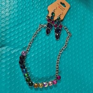 Handmade Multicolor Gemstone Necklace and Earring Set